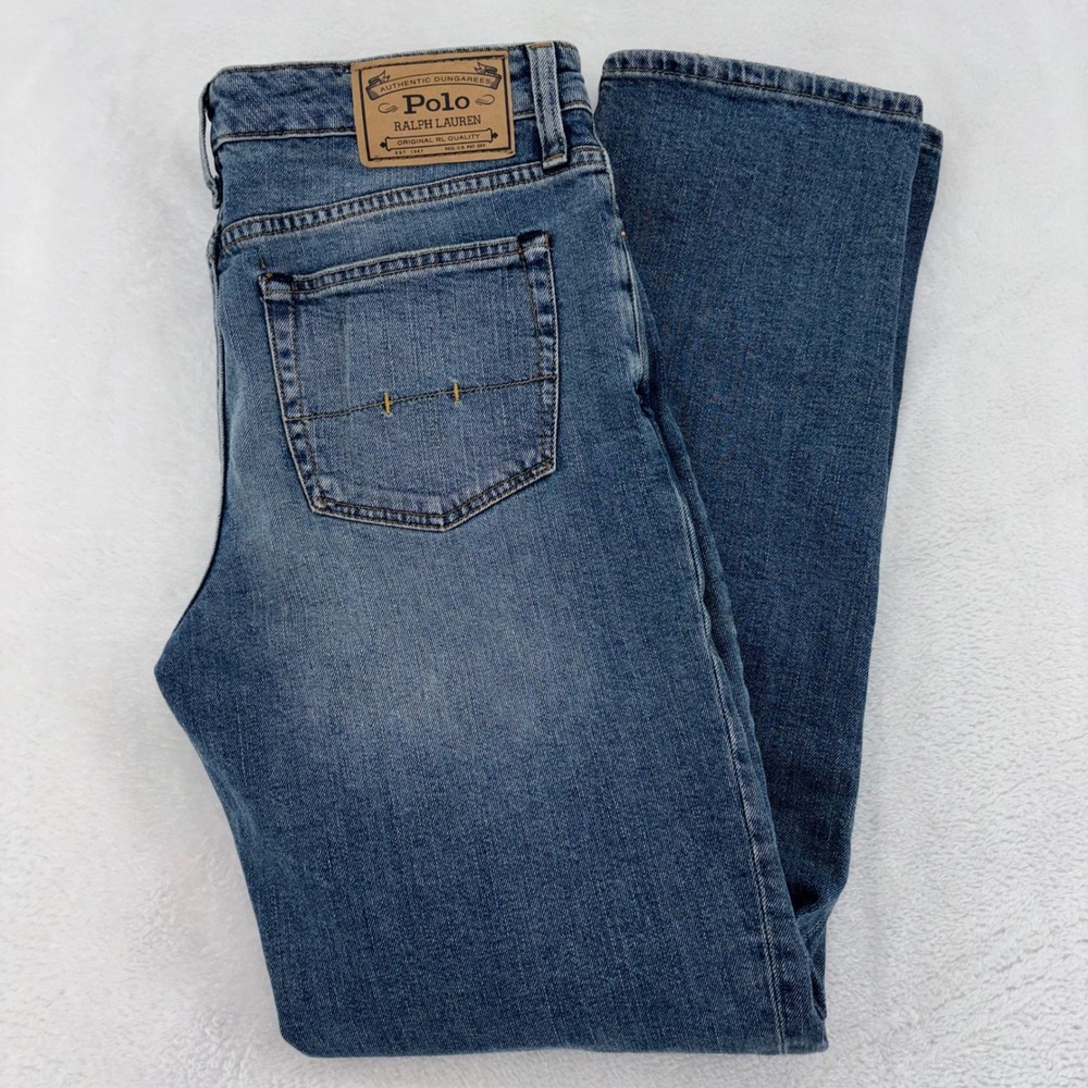 Polo Ralph Lauren Slim Fit Jean Medium Wash Blue Denim Authentic Dungarees 29x29